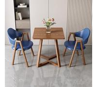 Juego de mesa de comedor cuadrada de 24 pulgadas con 1 mesa de café y 2 sillas tapizadas de piel sintética, perfecto para cocina, oficina y sala de recepción, disponible en azul oscuro y más colores