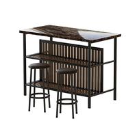 Juego de mesa de comedor de 3 piezas con 2 taburetes y 2 estantes de mármol sintético