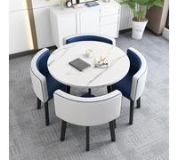 Juego de mesa de comedor de 5 piezas con 4 sillas, mesa de cocina cuadrada y redonda duradera, ideal para sala de estar, oficina, dormitorio, diseño moderno, 70 cm de ancho