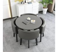 Juego de mesa de comedor de 5 piezas con 4 sillas, mesa de cocina cuadrada y redonda duradera para sala de estar, oficina, dormitorio, diseño elegante y ahorra espacio, 70 cm