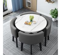Juego de mesa de comedor de cuero con 4 sillas negras, redonda/cuadrada, ahorro de espacio, muebles de cocina para comedor, sala de estar, ideal para 4 personas