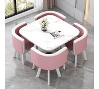 Juego de mesa de comedor de cuero con sillas, mesa de cocina cuadrada para 4 personas, mesa de recepción y mesa de oficina y combinación de sillas para sala de estar y cafetería