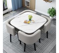 Juego de mesa de comedor de cuero, grupo de comedor redonda/cuadrada con 4 sillas negras para cocina, sala de estar, muebles de ahorro de espacio para 4 personas, diseño elegante y elegante