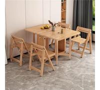 Juego de mesa de comedor de madera maciza con 4 sillas, plegable y ahorra espacio, mesa de cocina con ruedas para apartamento, sala de estar, dormitorio, balcón, diseño moderno