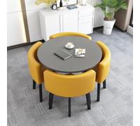 Juego de mesa de comedor duradero de 5 piezas con 4 sillas cuadradas y redondas, ideal para sala de estar, oficina, dormitorio, diseño elegante y ahorra espacio, ancho 80 cm
