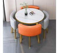 Juego de mesa de comedor expandible + 4 sillas apilables, mesa de recepción redonda compacta y sillas para negociación, reuniones, espacios pequeños, muebles versátiles para el hogar y la oficina