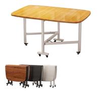 Juego de mesa de comedor extensible de madera maciza con 4 sillas, mesa de cocina plegable con hojas colgantes y 6 ruedas para una fácil movilidad, color marrón/negro/natural, 39 x 24 x 30 pulgadas