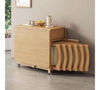 Juego de mesa de comedor extensible de madera maciza con 6 sillas acolchadas, diseño plegable que ahorra espacio para el hogar, cocina, sala de estar y restaurante, 1 mesa de cactus