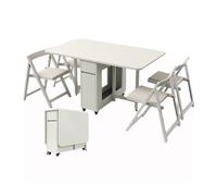 Juego de mesa de comedor extensible de madera maciza con sillas, mesa de cocina plegable para espacios pequeños, versátil mesa de estudio Omic para comedor y oficina en casa