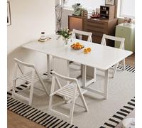 Juego De Mesa De Comedor Extensible De Madera Maciza, Mesa De Cocina Plegable con Espacio De Almacenamiento For 2-6 Personas,Incluye 4 Mesas Y Sillas.(White,67in/170cm)