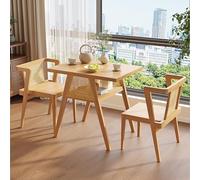 Juego de mesa de comedor, mesa nido de ratán de madera compacta y juego de sillas para ahorrar espacio en comedor, bistró, balcón y patio