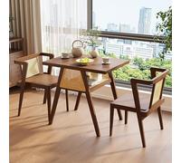 Juego de mesa de comedor, mesa nido de ratán de madera compacta y juego de sillas para ahorrar espacio en comedor, bistró, balcón y patio