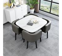 Juego de mesa de comedor, mesa redonda y cuadrada, juego de comedor de 4 piezas, perfecto para cocina, 80 x 80 x 75 cm, diseño moderno para uso doméstico y de oficina