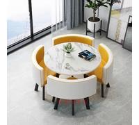 Juego De Mesa De Comedor Mesas Y Sillas De Salon Combinación Mesita Y Silla Inicio Adecuado For El Hogar Cocina Restaurante Biblioteca(White and Yellow and White)