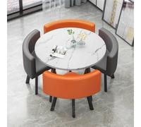 Juego De Mesa De Comedor Mesas Y Sillas De Salon Combinación Mesita Y Silla Inicio Adecuado For El Hogar Cocina Restaurante Biblioteca(White and Light Orange)