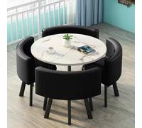 Juego De Mesa De Comedor Mesas Y Sillas De Salon Combinación Mesita Y Silla Inicio Adecuado For El Hogar Cocina Restaurante Biblioteca(White and Black)