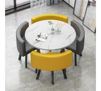 Juego De Mesa De Comedor Mesas Y Sillas De Salon Combinación Mesita Y Silla Inicio Adecuado For El Hogar Cocina Restaurante Biblioteca(White and Yellow and Gray)