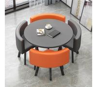 Juego De Mesa De Comedor Mesas Y Sillas De Salon Combinación Mesita Y Silla Inicio Adecuado For El Hogar Cocina Restaurante Biblioteca(Gray and Orange)