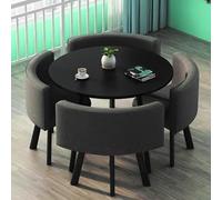 Juego De Mesa De Comedor Mesas Y Sillas De Salon Combinación Mesita Y Silla Inicio Adecuado For El Hogar Cocina Restaurante Biblioteca(Black and Dark Gray)