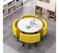 Juego De Mesa De Comedor Mesas Y Sillas De Salon Combinación Mesita Y Silla Inicio Adecuado For El Hogar Cocina Restaurante Biblioteca(White and Yellow)
