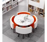 Juego De Mesa De Comedor Mesas Y Sillas De Salon Combinación Mesita Y Silla Inicio Adecuado For El Hogar Cocina Restaurante Biblioteca(White and Orange)