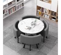 Juego De Mesa De Comedor Mesas Y Sillas De Salon Combinación Mesita Y Silla Inicio Adecuado For El Hogar Cocina Restaurante Biblioteca(White and Light Gray)