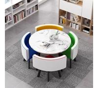 Juego De Mesa De Comedor Mesas Y Sillas De Salon Combinación Mesita Y Silla Inicio Adecuado For El Hogar Cocina Restaurante Biblioteca(White and Colorful)