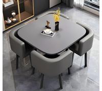 Juego de mesa de comedor moderna de madera con 4 sillas para sala de conferencias, mesa de café, diseño que ahorra espacio para pequeñas salas de reuniones y cocina