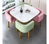 Juego De Mesa De Comedor Moderna De Mármol para 4 Personas, Escritorio De Recepción De Oficina y Sillas, Mesa Redonda y Sillas.