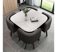 Juego de mesa de comedor moderna para 4 personas con altura de mostrador, mesa cuadrada de madera para cocina, mesa de reunión de desayuno con sillas para oficina en casa