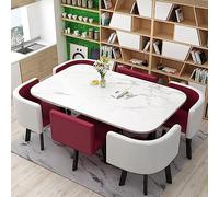 Juego de mesa de comedor moderno de 7 piezas para 6 elegantes mesas de bar y sillas para cocina, comedor, restaurante y sala de estar (O 90 x 150 cm), diseño del siglo