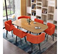 Juego de mesa de comedor naranja de 90 x 150 cm para 6 mesas de reuniones de espuma de alta resistencia, muebles de comedor modernos perfectos para eventos y reuniones