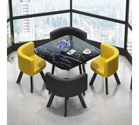 Juego de mesa de comedor negra - Juego de mesa redonda de negociación y silla para oficina, recepción, clubes, ventas, reuniones, conferencias de negocios, espacios pequeños, elegante mesa de café