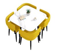 Juego de mesa de comedor para 4 personas con mesa de bar amarilla y sillas que ahorran espacio, perfecto para desayuno, cocina, tiendas y reuniones, 90 x 90 x 75 cm