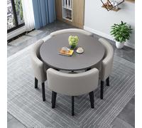 Juego de mesa de comedor para 4 personas, mesa redonda cuadrada de mármol con 4 sillas, patas de metal para sala de estar, cocina y recepción