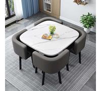 Juego de mesa de comedor para 4 personas que ahorra espacio, mesa de cocina redonda de 90 cm con 4 sillas, moderna mesa de comedor pequeña para espacios de actos, perfecta para apartamentos y