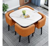 Juego de mesa de comedor pequeña de 5 piezas con 4 sillas, mini mesa cuadrada y redonda, moderna, ideal para cocina, comedor, recepción y pequeñas áreas de conferencias