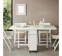Juego de mesa de comedor plegable con 4/6 sillas, diseño de hojas colgantes que ahorra espacio, extensible con ruedas móviles, ideal para uso doméstico y restaurante