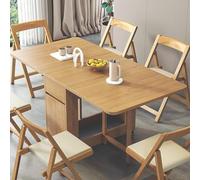 Juego de mesa de comedor plegable con 4/6 sillas, diseño de hojas colgantes que ahorra espacio, ruedas móviles extensibles, perfecto para uso doméstico y restaurante