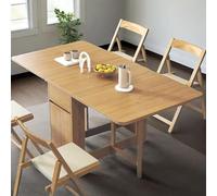 Juego de mesa de comedor plegable con 4 sillas, mesa extensible de madera maciza para cocina, sala de estar y restaurante, diseño de ahorro de espacio de 1,4 m