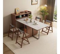 Juego de mesa de comedor plegable con ruedas, mesa de cocina de 1,5 m y 2 sillas, muebles de comedor para interiores y exteriores, diseño que ahorra espacio, ideal para sala de estar y cocina