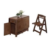 Juego de mesa de comedor plegable con ruedas y cajón, estilo granja de madera maciza, isla de cocina que ahorra espacio y sillas para espacios pequeños