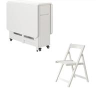 Juego de mesa de comedor plegable con sillas, incluye rodillos de freno para mayor estabilidad, superficie duradera y fácil de limpiar, ideal para reuniones de oficina y reuniones sociales