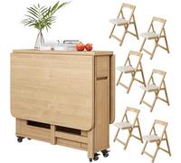 Juego de mesa de comedor plegable con sillas tapizadas, solución que ahorra espacio para espacios pequeños y comedores