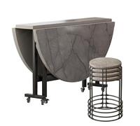 Juego de mesa de comedor plegable con sillas y ruedas para cocina, comedor y sala de estar