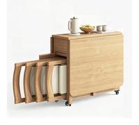 Juego de Mesa de Comedor Plegable de 5/7 Piezas, Mesa Extensible de Madera Maciza con 4/6 sillas, cajones y Ruedas, diseño Que Ahorra Espacio for la Cocina(4 Chairs)