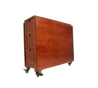 Juego de mesa de comedor plegable de madera maciza con ruedas y cajones de almacenamiento para 6-8 personas, diseño versátil que ahorra espacio para espacios pequeños