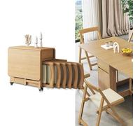 Juego de mesa de comedor plegable de madera maciza con sillas, diseño de hojas colgantes extensibles para ahorrar espacio en comedores, balcones y restaurantes