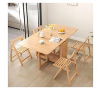 Juego de mesa de comedor plegable de roble que ahorra espacio con sillas de almacenamiento ocultas, mesa de hojas colgantes de 47 pulgadas para cocinas pequeñas, apartamentos y oficinas en casa