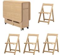 Juego de mesa de comedor plegable extensible con 4 sillas, ahorra espacio, para cocina, comedor, hogar, restaurante, sala de estar, diseño fácil de abrir y cerrar